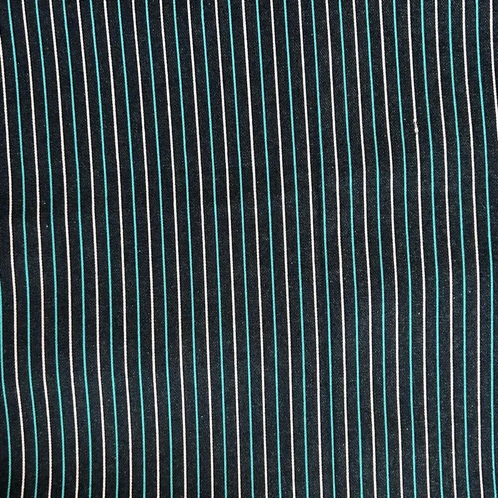 Vintage Y2K Dark Denim Pink Turquoise Striped Fabric 2.5 yards